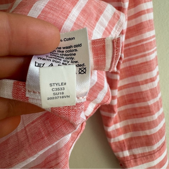 J. Crew 100% Cotton Striped Button Down Long Sleeve Shirt Salmon Size XS - Picture 6 of 8